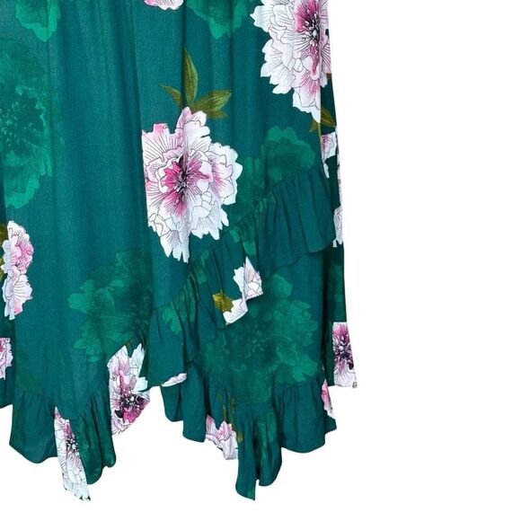 NEW Anthropologie Tracy Reese Aleah Green Floral Ruffle Midi Dress | S - Picture 6 of 11